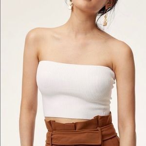 ARITZIA BABATON ESSAMBA WHITE RIBBED TUBE TOP